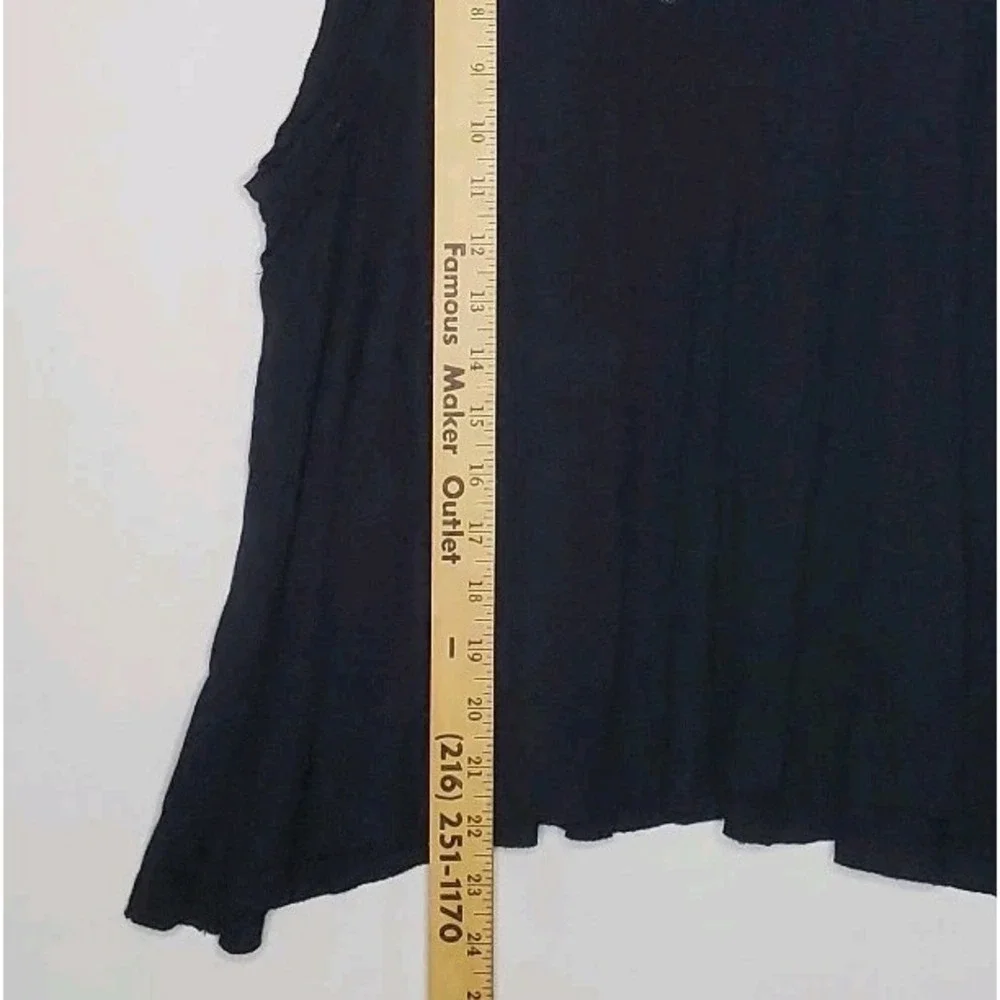 Free People Lace Yoke Swing Tank Top Women XS Black Oversized Boho Romantic 00s